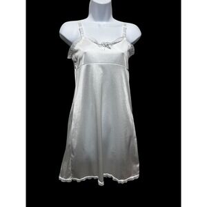 SC Collection Women Babydoll Slip Dress 10‎ White Satin Lace Romantic  Lingerie